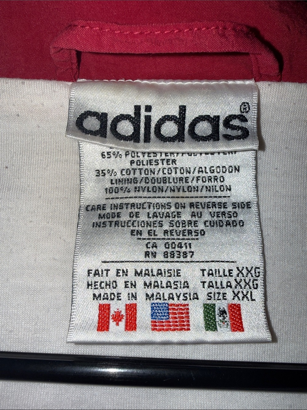 Vintage early 90’s adidas Red and White Windbreaker Jacket - Picture 3 of 7